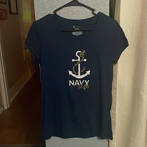 Custom No Boundaries Navy Wife Short Sleeve Tee